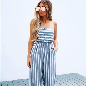 Striped pant romper